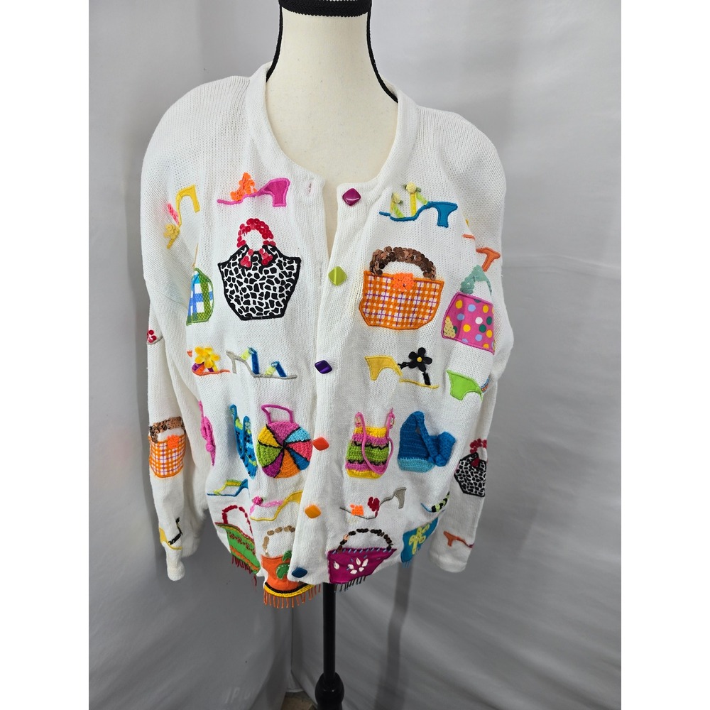 Vintage Design Options Philip Jane Gordon Handbag Shoe Novelty Cardigan XL
